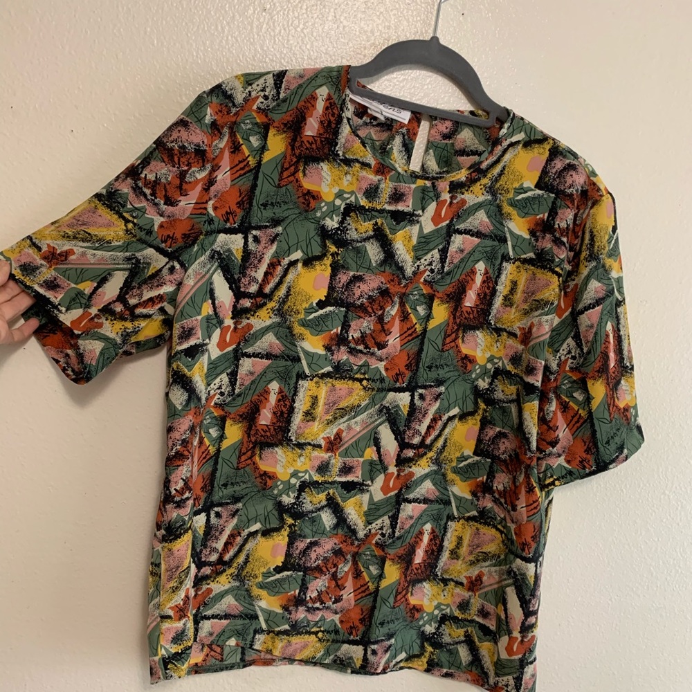 Vintage funky mix color blouse
